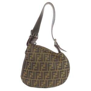 FENDI Brown Canvas Zucca Shoulder Bag